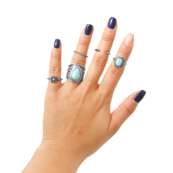 Boho Gypsy Midi Ring Set Silver - Picture 2 of 4